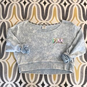 VS PINK crop swoop neck crew